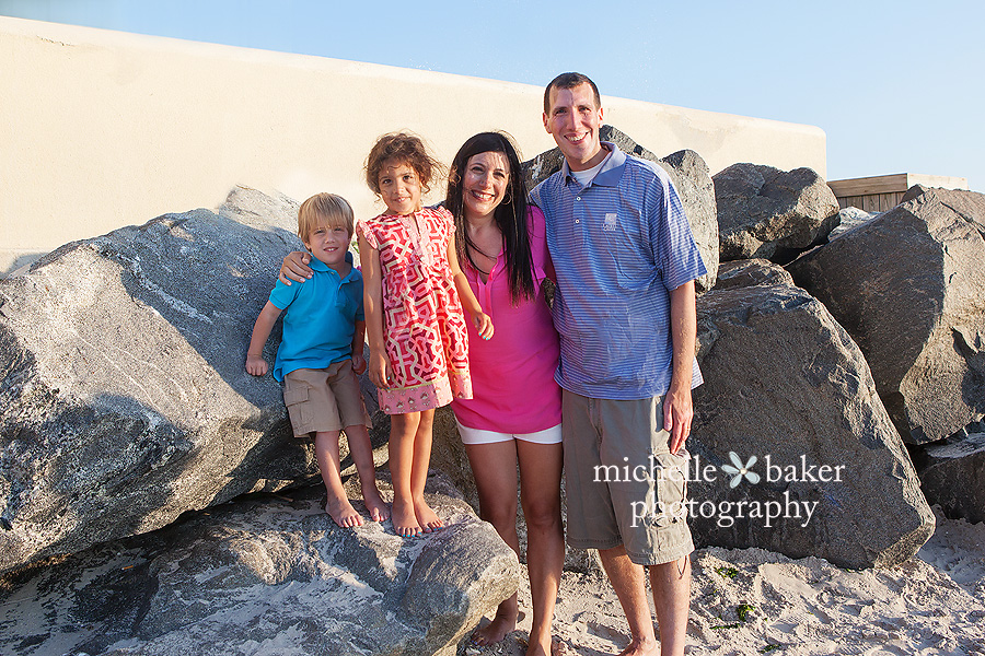 family of 4 on beach