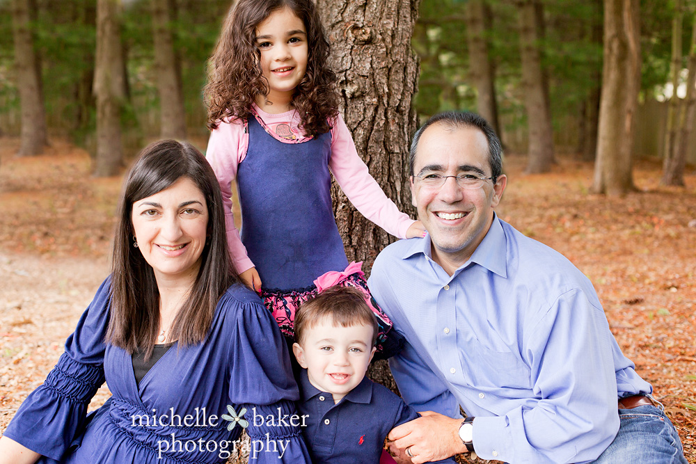 Family photo by a tree