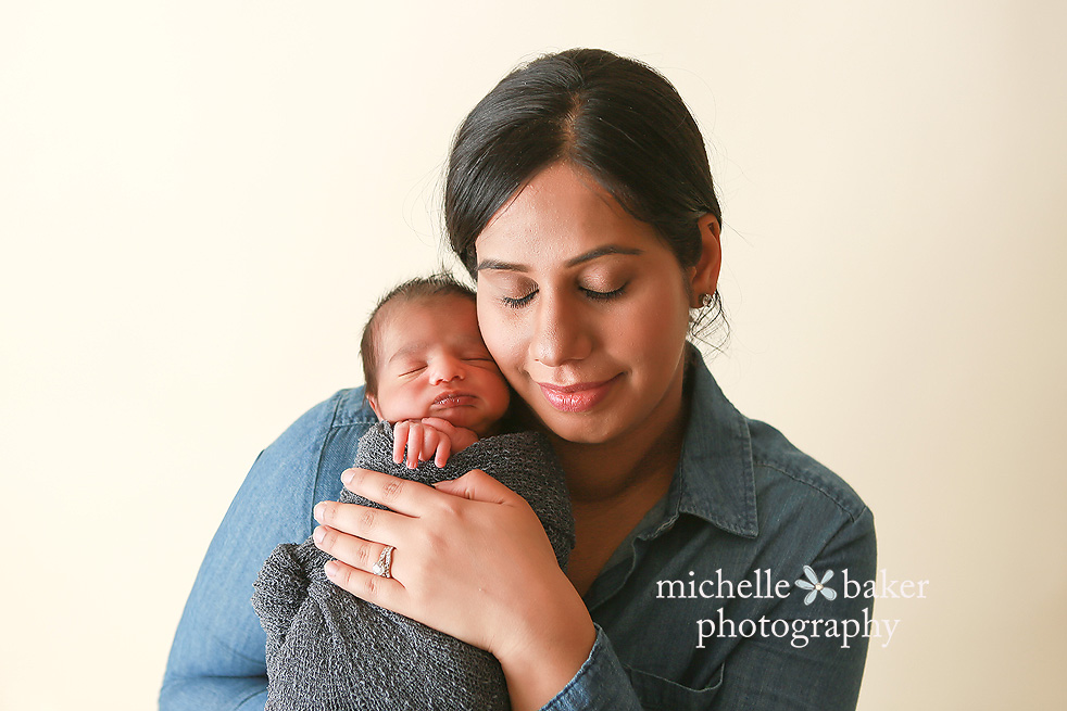 Handsome little boy and mama